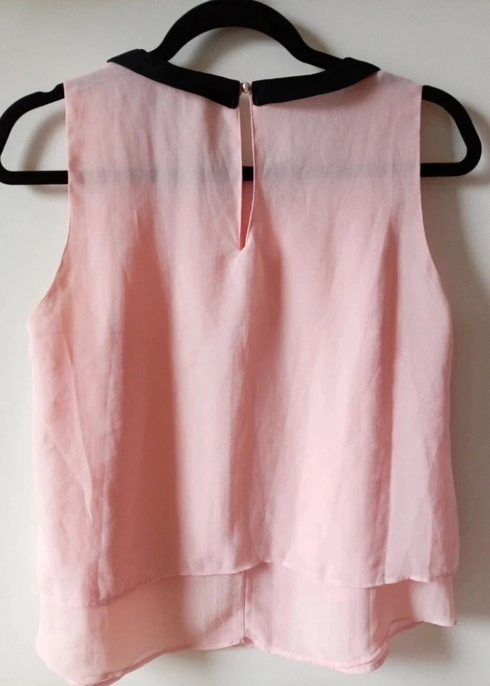 Blusa Bershka rosa pastel cuello Peter Pan negro Talla M vintage aesthetic blouse – Bershka – taille M / 38 / 10 2
