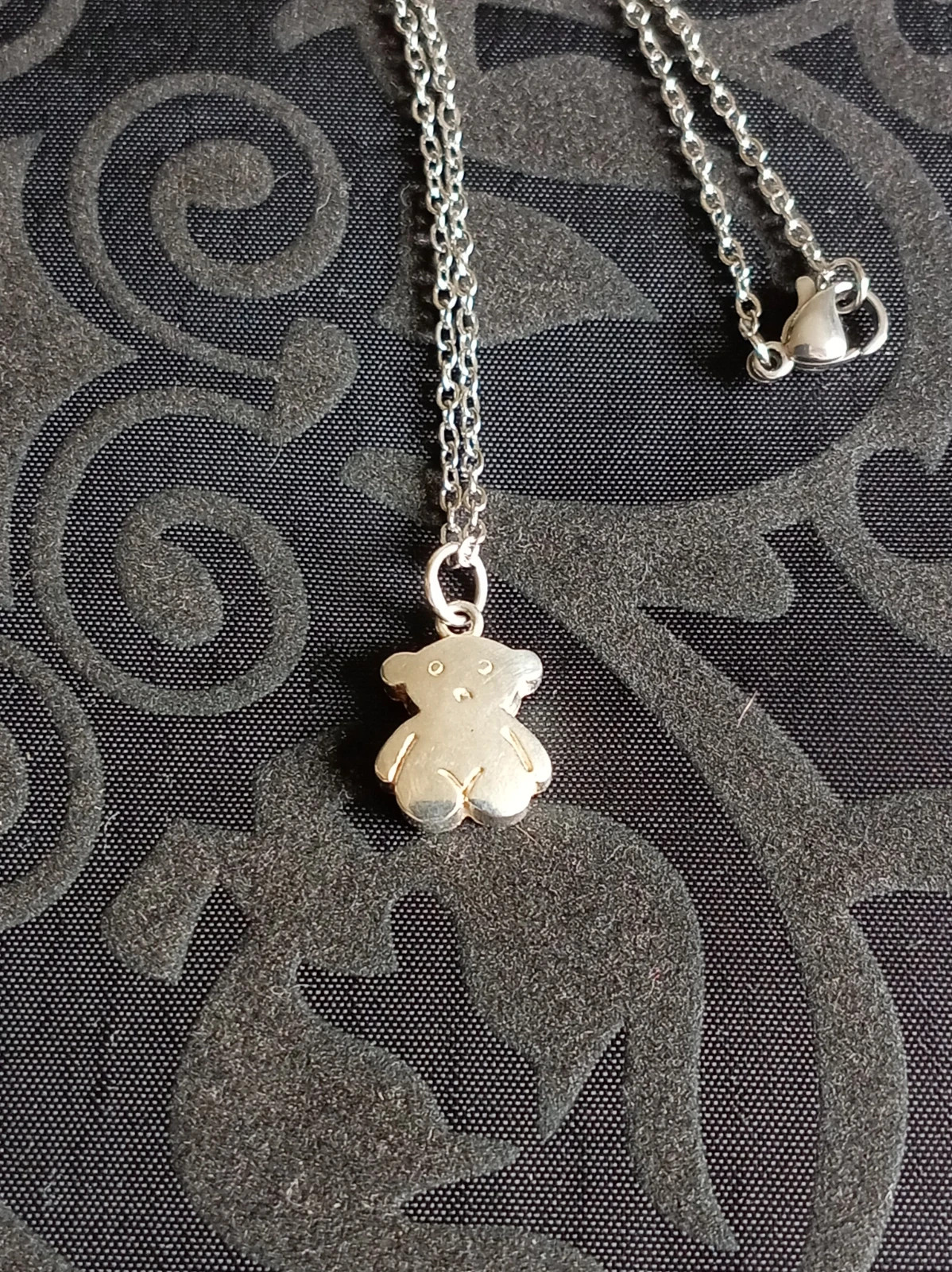 Colgante Osito Plata Teddy Bear Silver Pendant Cadena Acero 45 cm Minimalist – Local 2