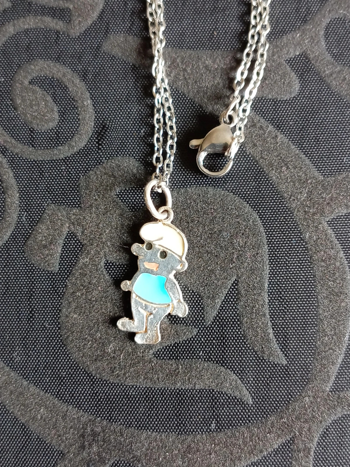 Colgante Pitufo Plata Smurf Silver Pendant Cadena Acero 45 cm Vintage Unique – Local 3