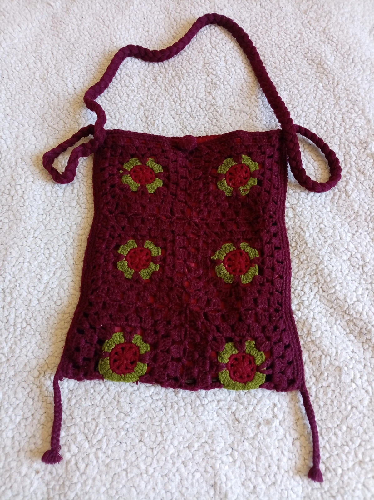 Bolso crochet ganchillo crochet bag granny square boho vintage burgundy – Local 2