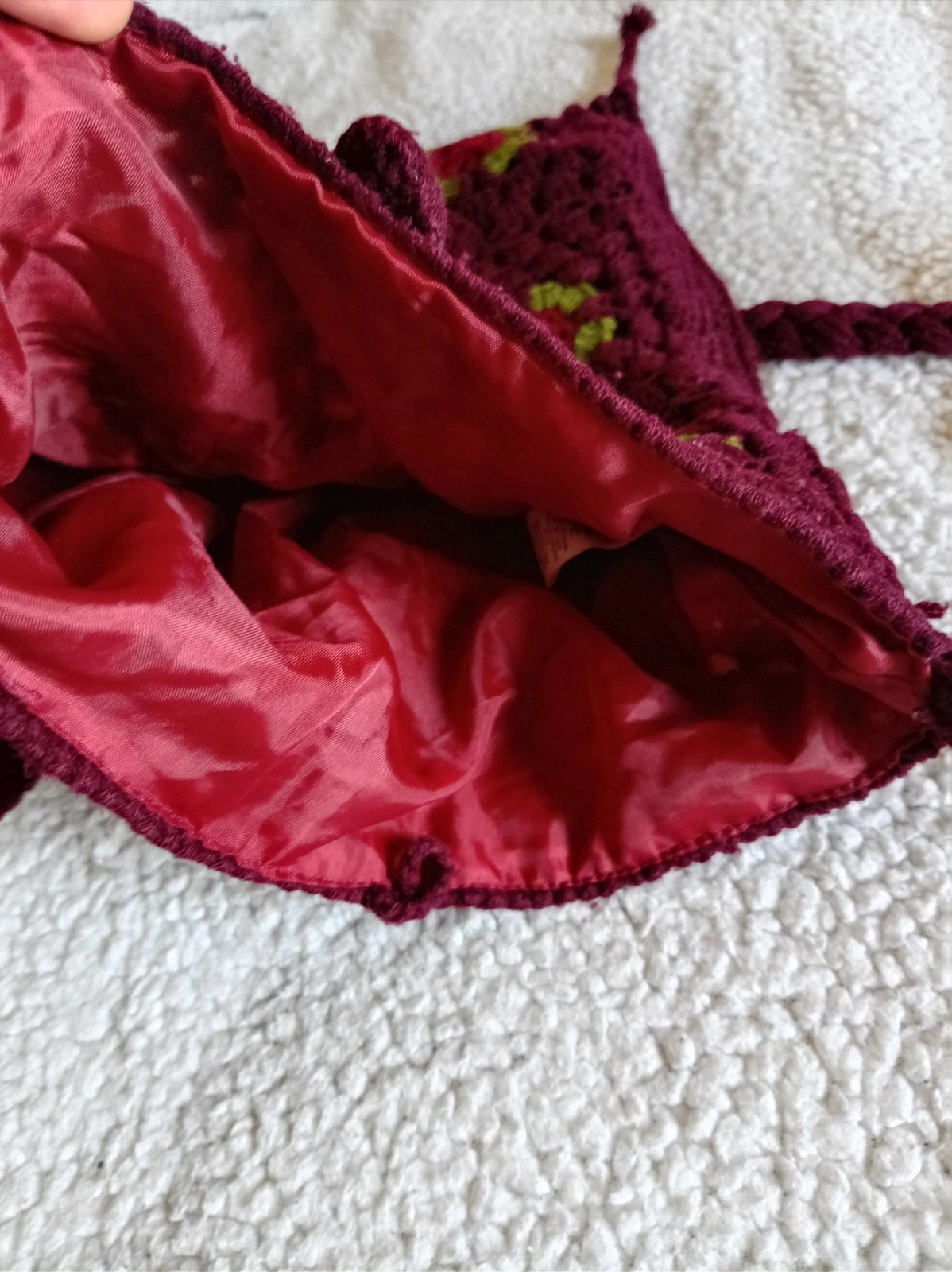 Bolso crochet ganchillo crochet bag granny square boho vintage burgundy – Local 3