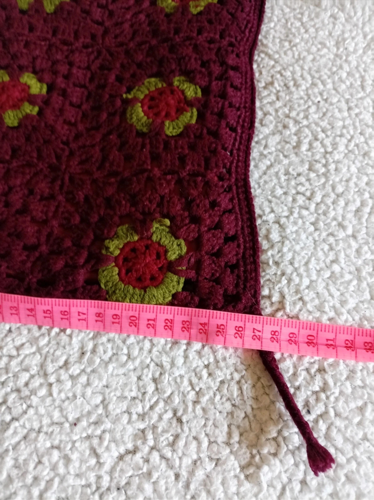 Bolso crochet ganchillo crochet bag granny square boho vintage burgundy – Local 5