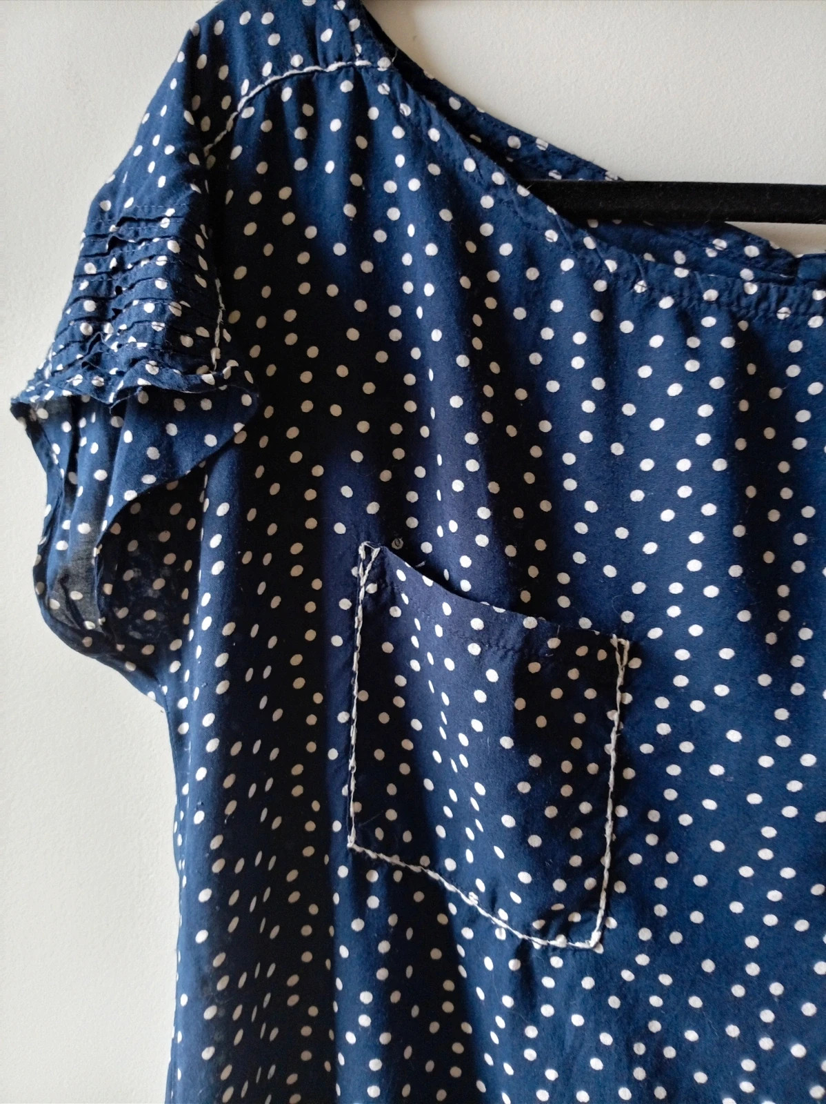 camisa blusa lunares azul marino stradivarius bolsillos Talla L – Stradivarius – taille L / 40 / 12 2