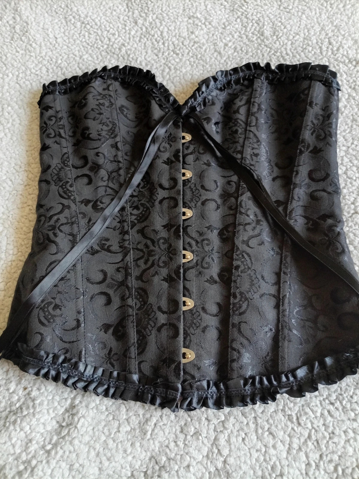 corset gotico brocado negro top goth bustier Talla L vintage style
