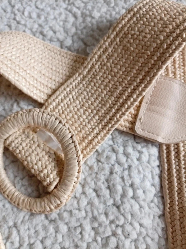 Cinturon trenzado rafia beige talla unica Woven straw belt M L – Stradivarius – taille Ajustable 2