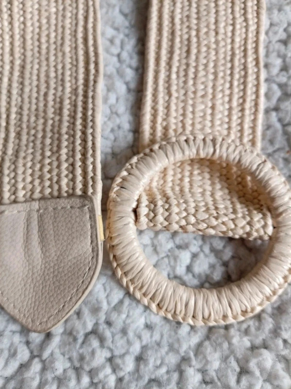 Cinturon trenzado rafia beige talla unica Woven straw belt M L – Stradivarius – taille Ajustable 3