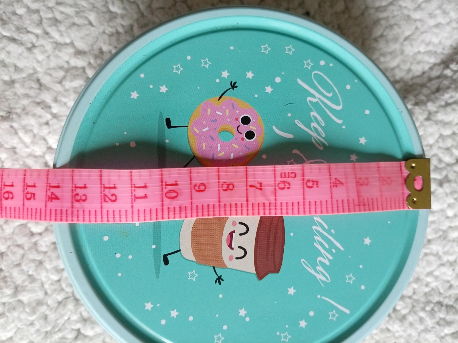 Caja metalica Keep Smiling donut cafe biscuit tin box 14 cm – Local 4