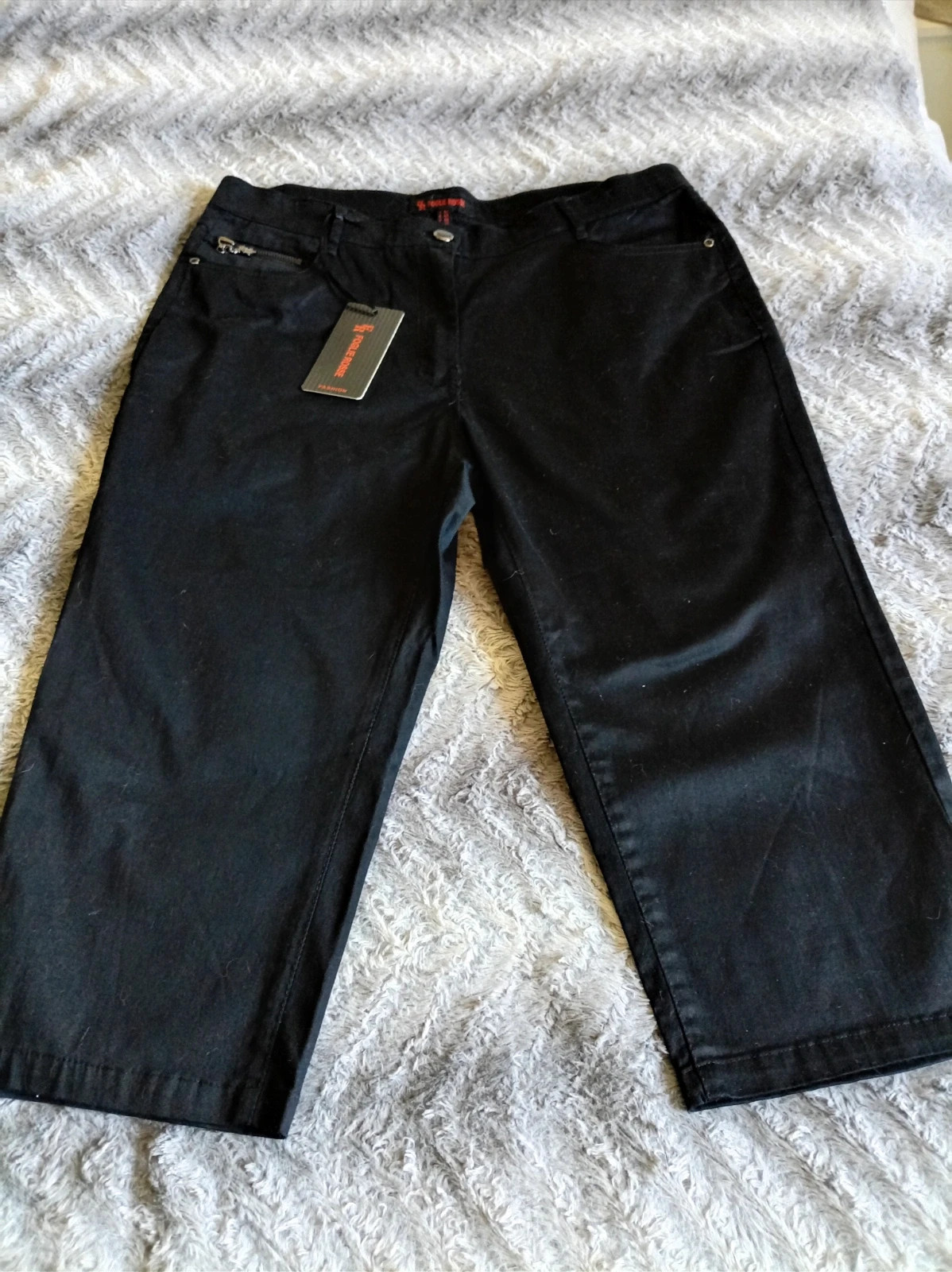 Pantalón pirata bermuda negro Foglie Rosse talle 48 XL nuevo con etiqueta – Foglie Rosse – taille 4XL / 48 / 20 4