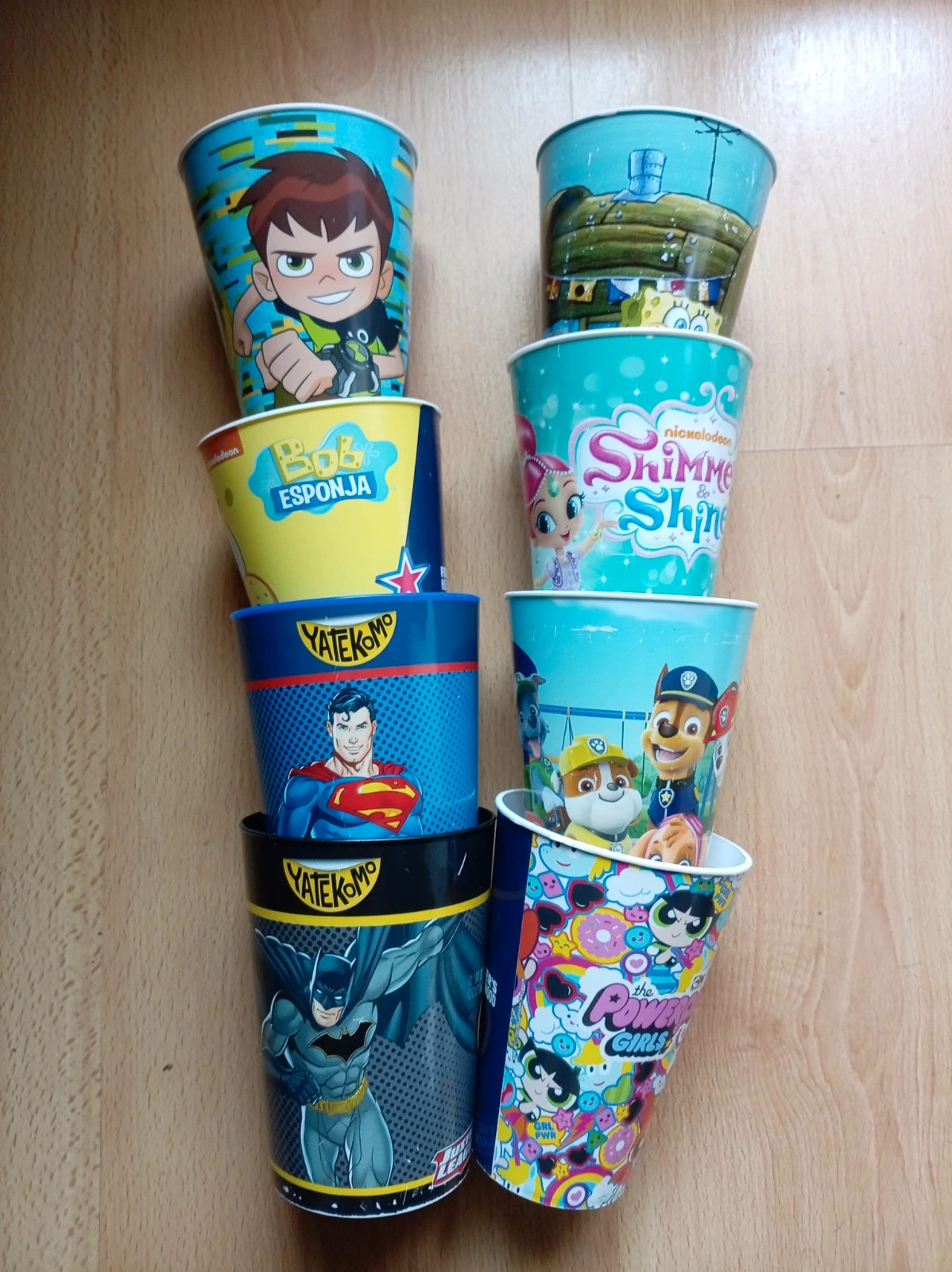 Lote de 8 vasos verres en plastique enfants bob leponge pat patrouille super nanas – Inconnu