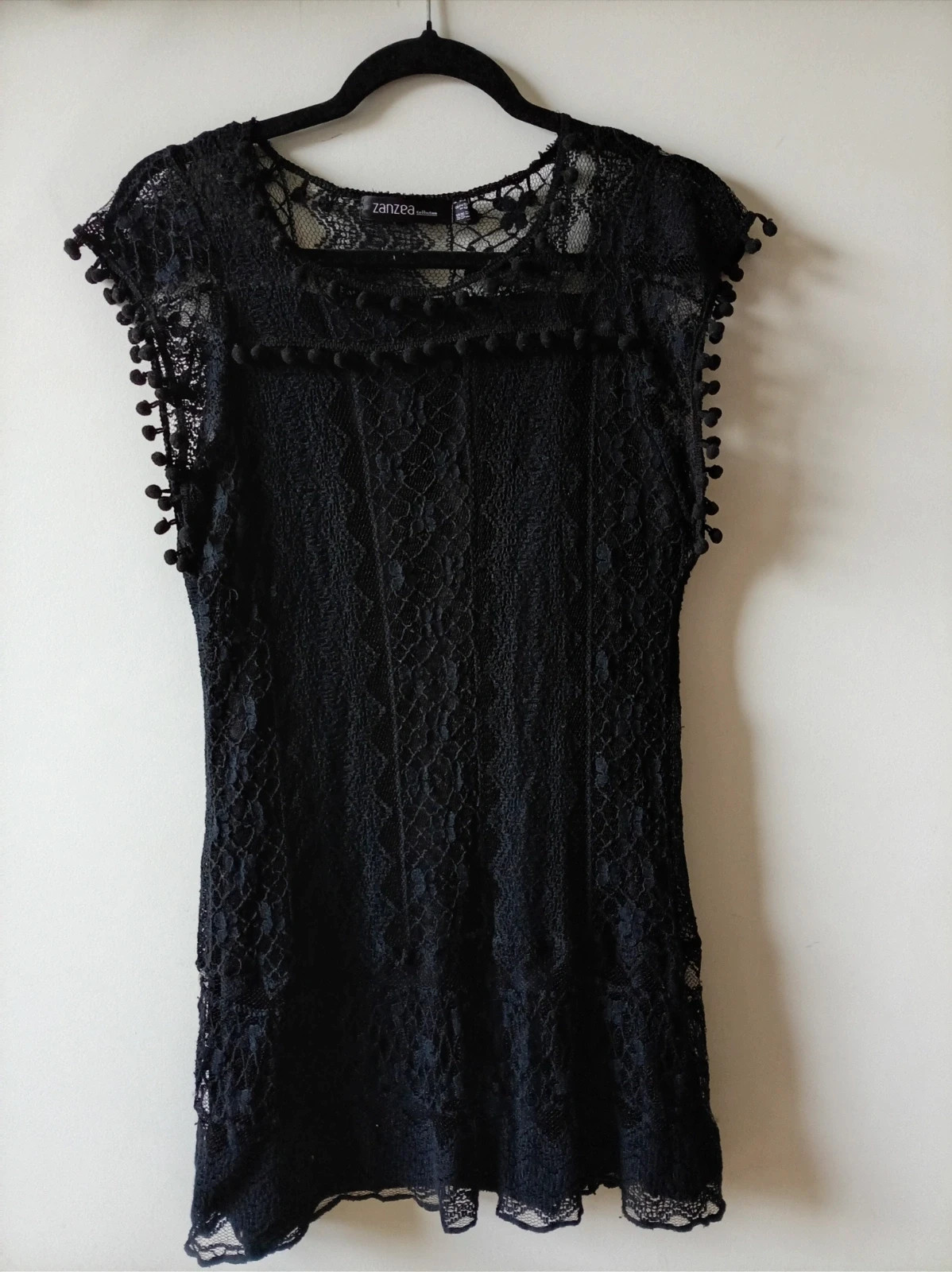Vestido encaje negro boho chic Zanzea lace dress vintage boheme L 40