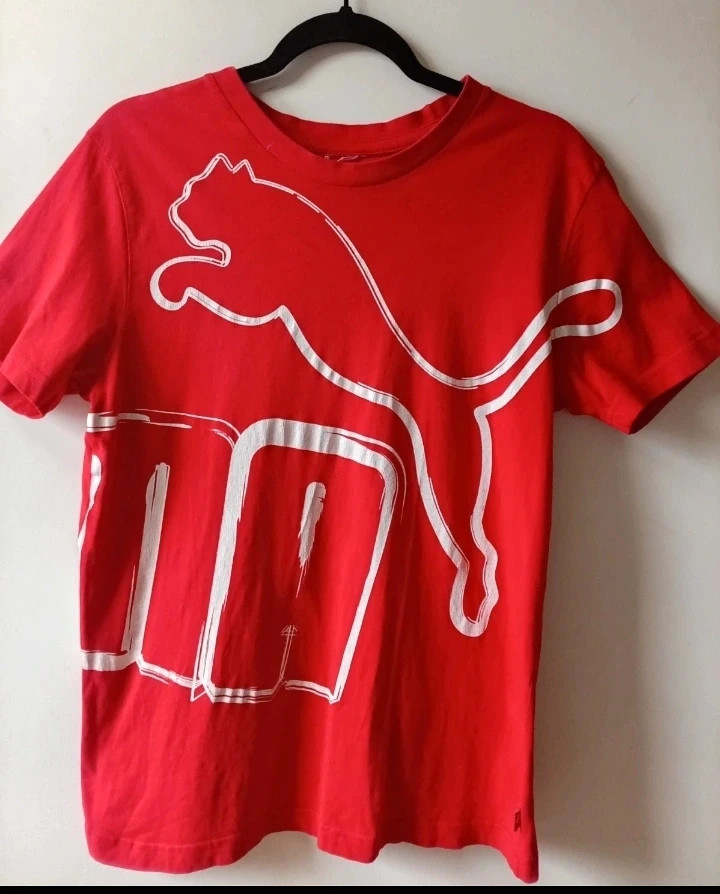 Camiseta Puma roja big logo red t-shirt Vintage M – Puma – taille M