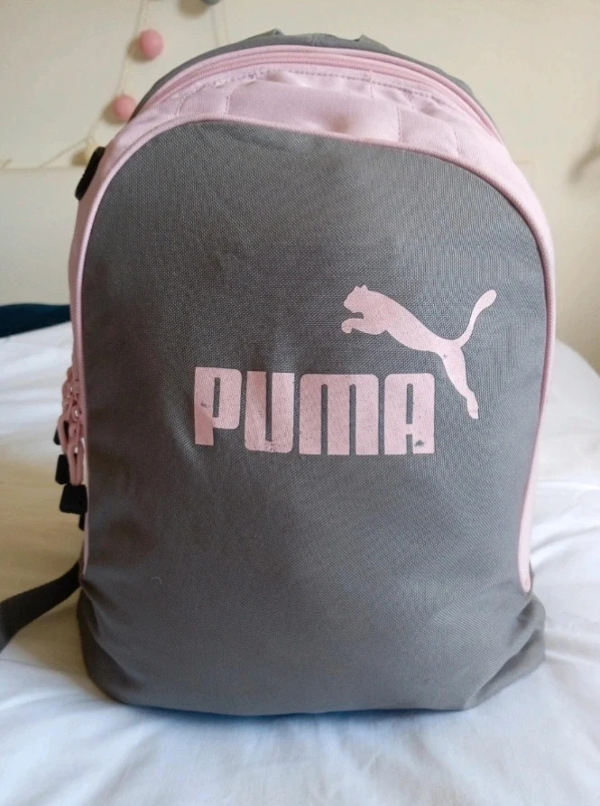 Mochila Puma rosa y gris escolar deporte original backpack – Puma