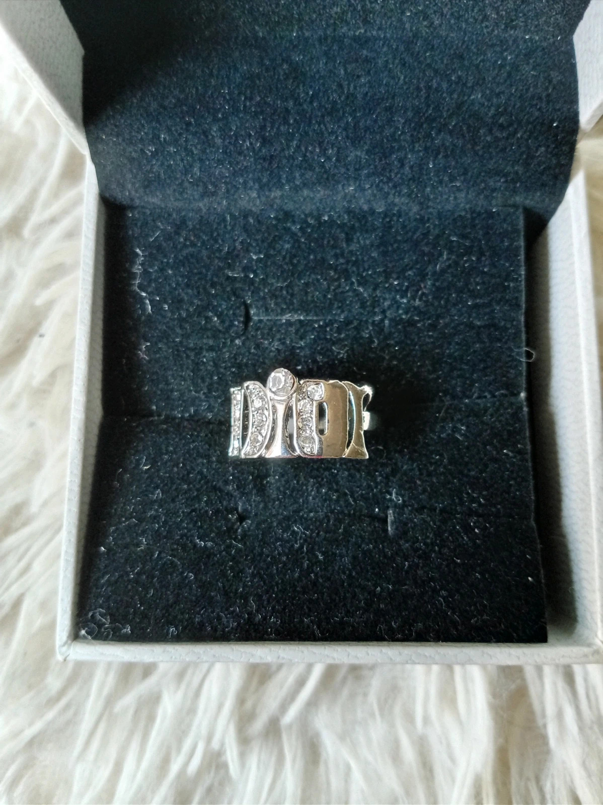 Anillo plateado letras strass talla 17 bague argentée ring strass – Local – taille 18,1 mm 3