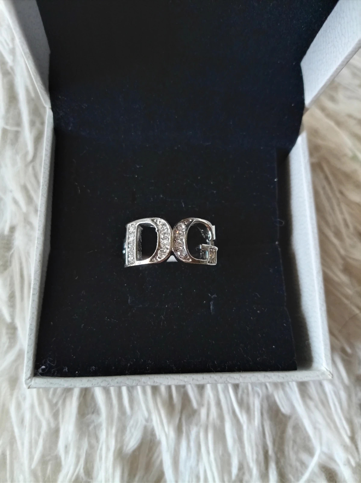 Anillo plateado letras strass talla 20 bague argentée strass ring – Local – taille 19 mm