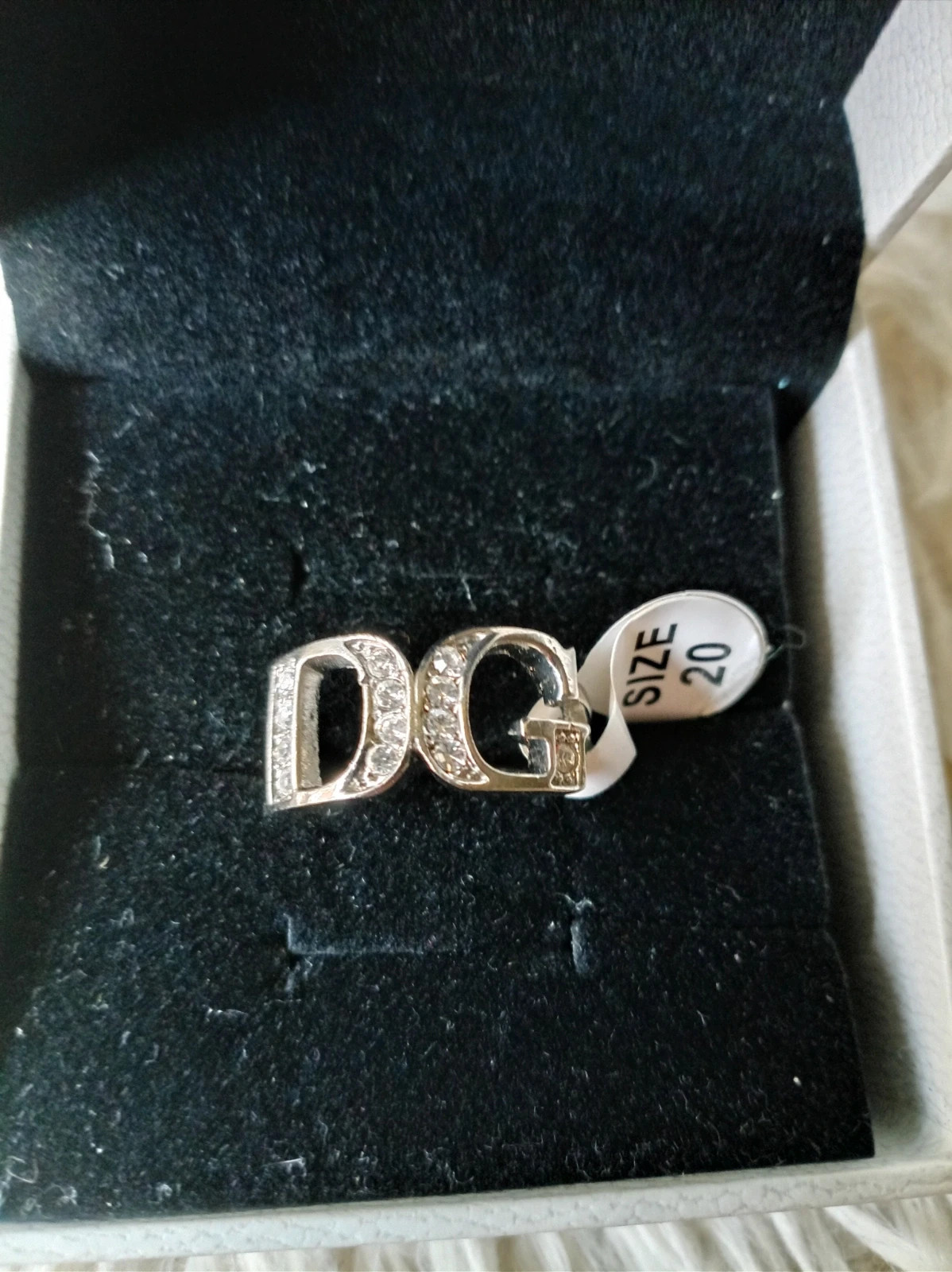 Anillo plateado letras strass talla 20 bague argentée strass ring – Local – taille 19 mm 2