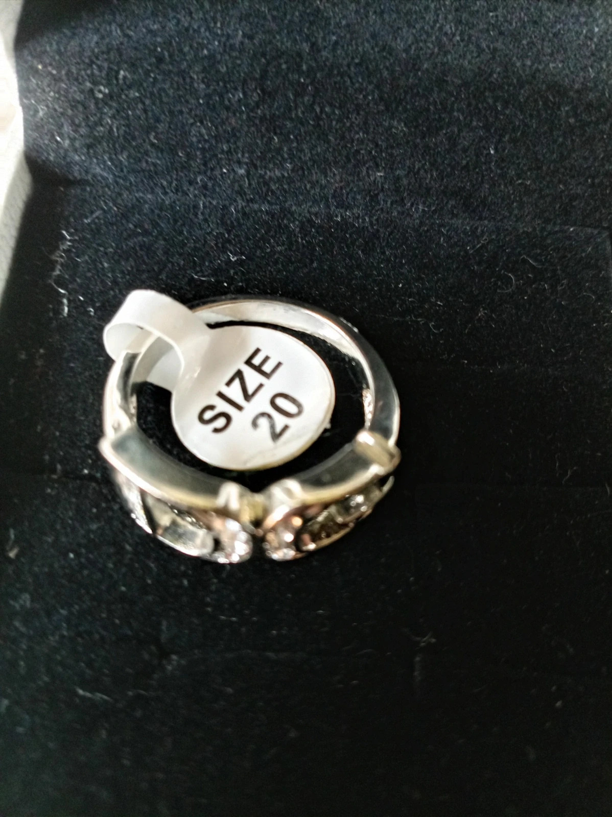 Anillo plateado letras strass talla 20 bague argentée strass ring – Local – taille 19 mm 3