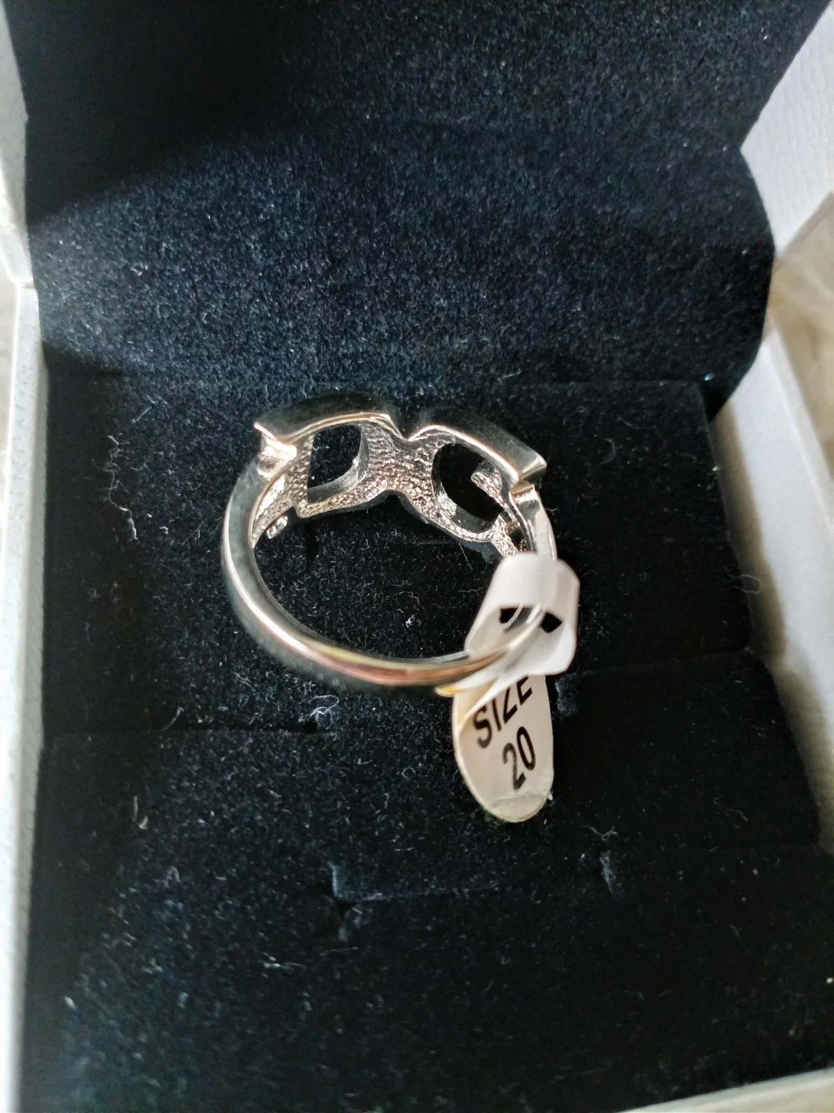 Anillo plateado letras strass talla 20 bague argentée strass ring – Local – taille 19 mm 4