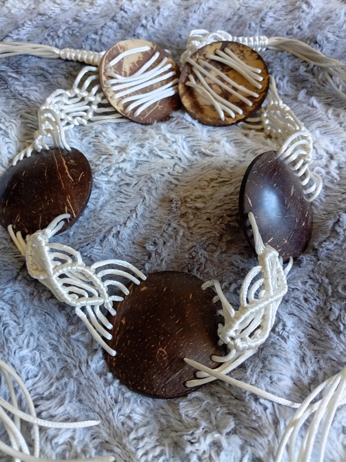 Vintage Macrame coconut Belt cinturón Coco Boho Chic 150cm Tu – taille Ajustable 2