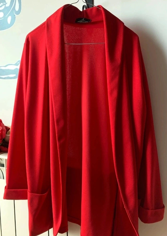 Blazer Cardigan red Jacket veste rouge Made in Italy talla M L