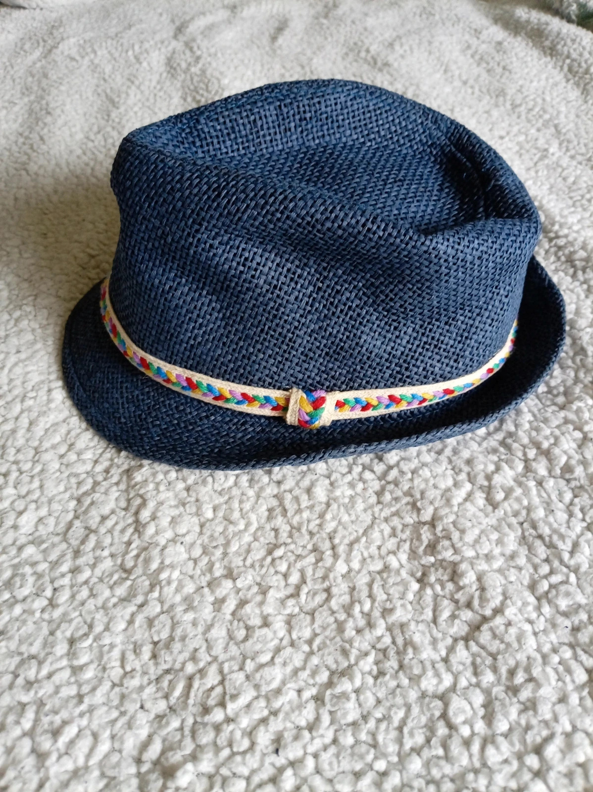 Sombrero Fedora unisex azul marino Navy Blue Straw Hat talla size 58 – Paper – taille 58