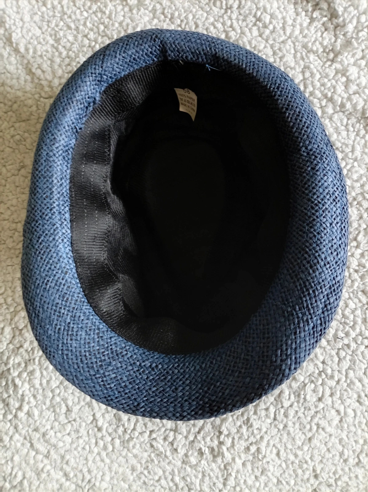 Sombrero Fedora unisex azul marino Navy Blue Straw Hat talla size 58 – Paper – taille 58 3