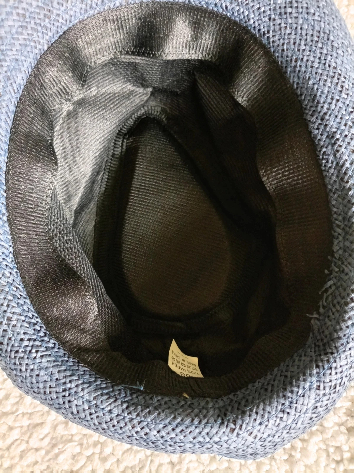 Sombrero Fedora unisex azul marino Navy Blue Straw Hat talla size 58 – Paper – taille 58 5