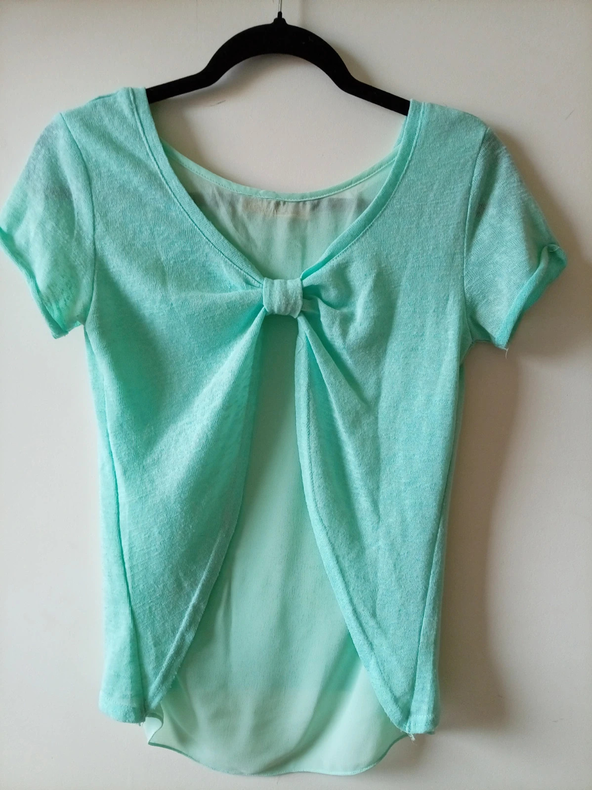 Camiseta Verde Menta Espalda Abierta Lazo Coconut Open Back Top - Talla S/M