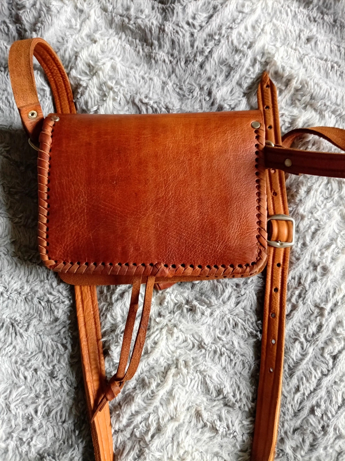 Bolso bandolera piel cuero Vintage leather crossbody shoulder bag Talla Size M 19x15 cm – Fabrication Artisanale 2
