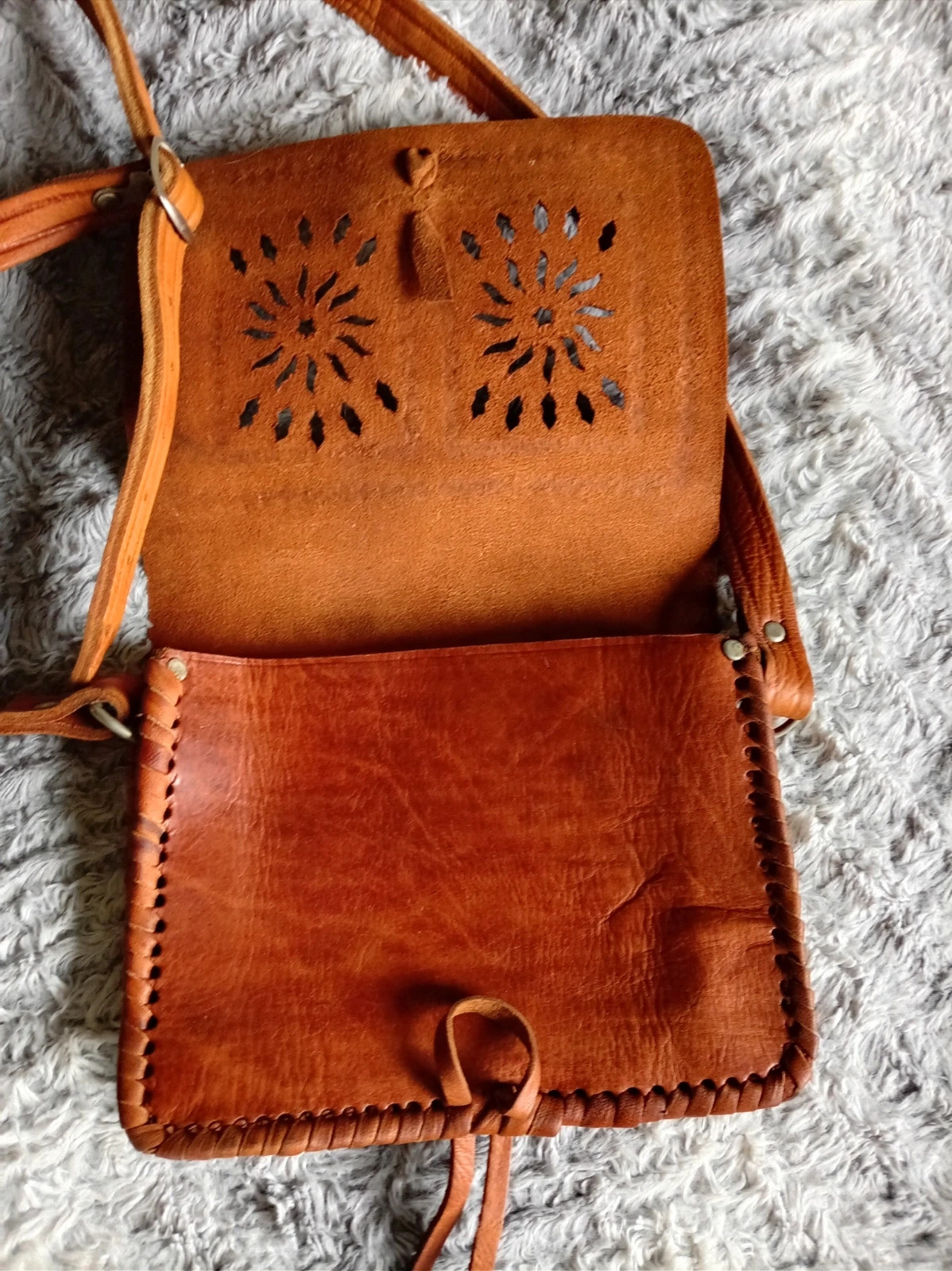 Bolso bandolera piel cuero Vintage leather crossbody shoulder bag Talla Size M 19x15 cm – Fabrication Artisanale 3