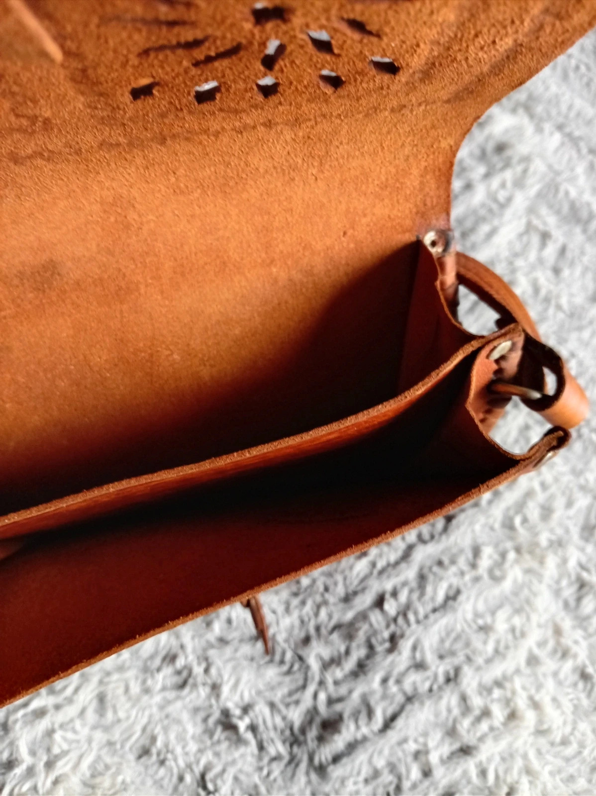 Bolso bandolera piel cuero Vintage leather crossbody shoulder bag Talla Size M 19x15 cm – Fabrication Artisanale 4