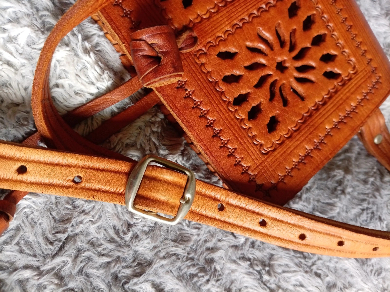 Bolso bandolera piel cuero Vintage leather crossbody shoulder bag Talla Size M 19x15 cm – Fabrication Artisanale 5