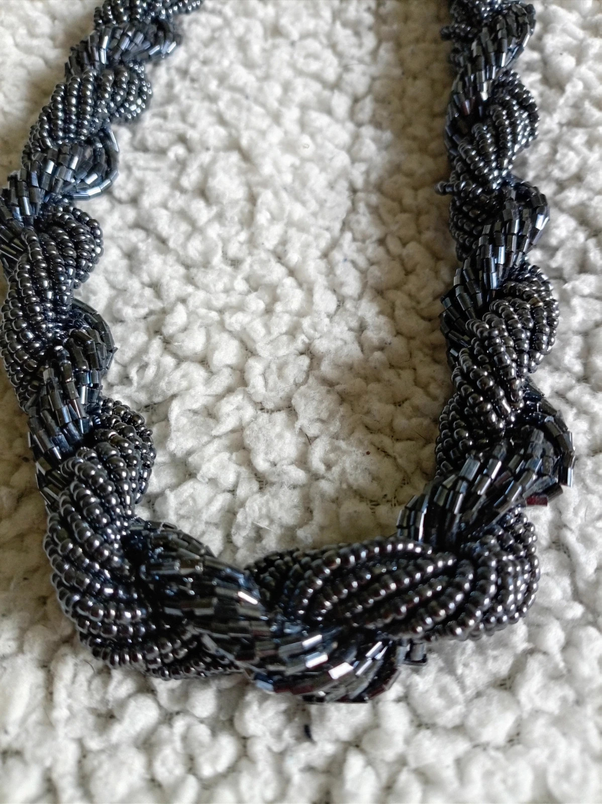 Collar trenzado cuentas Antracita Metallic Beads Choker Necklace Talla Única – Local 2