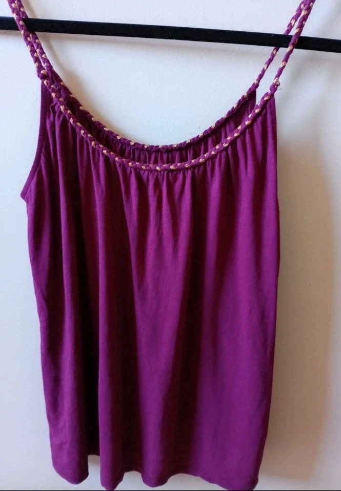 Top chic morado con tiras doradas mûre doré boho chic In Extenso Talla/Taille M – In Extenso – taille M / 38 / 10