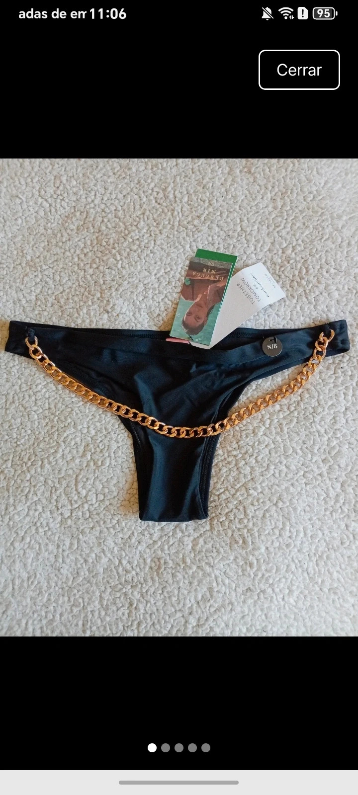 Bikini Bottom Hunkemöller Black Chain Brazilian S/8 Rebecca Mir Luxury Style