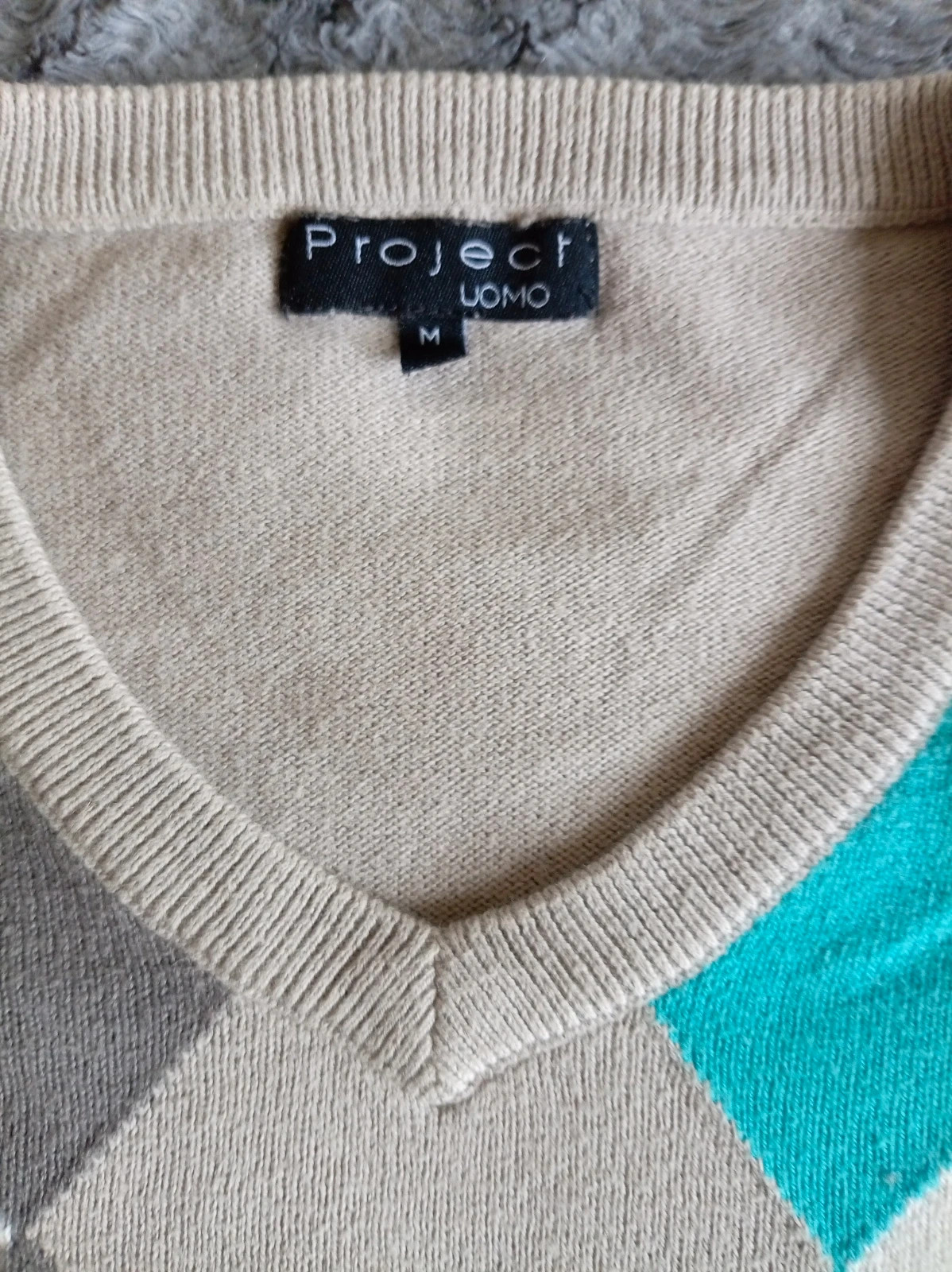 Jersey Argyle Vintage M Project Uomo / Pull Argyle Vintage Homme M / Cotton Kashmir Knitted Sweater – Project – taille M 2