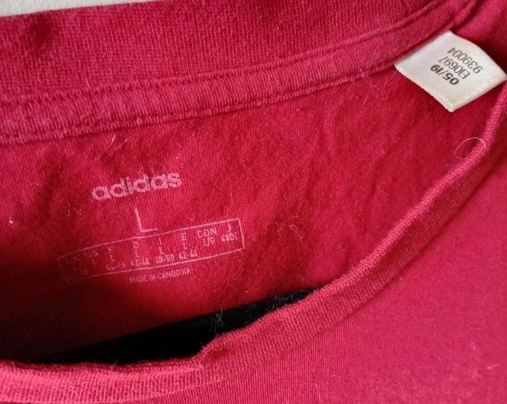 Adidas Red T-Shirt Camiseta Logo Mujer Femme L / 40 – adidas – taille L / 40 / 12 3