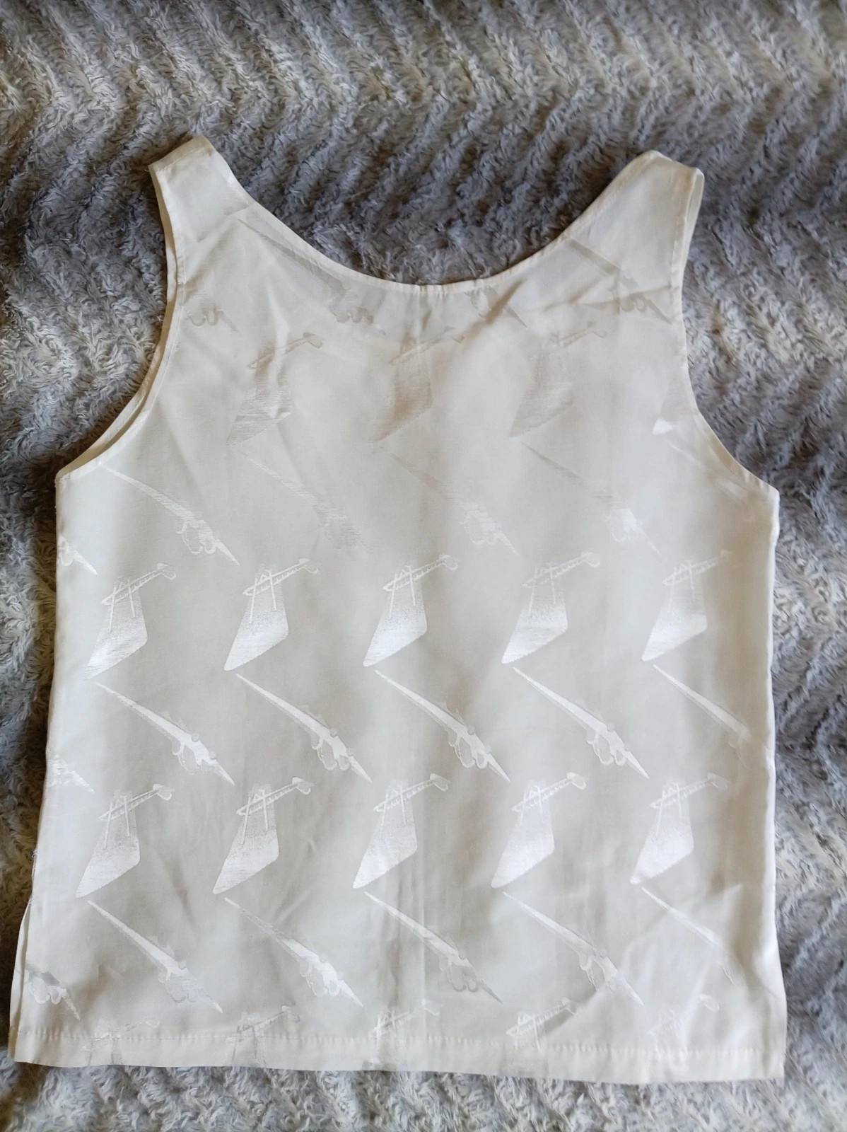 Top Vintage Western Talla S/M • Pistol Print Blanco pieza unica – Hecho a Mano – taille M / 38 / 10 2
