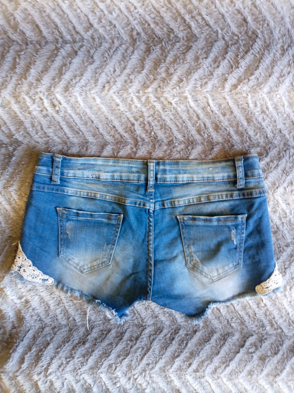 Boho Denim Shorts Lace Shorts Vaqueros Encaje L XL – ye bo mei – taille XL / 42 / 14 3