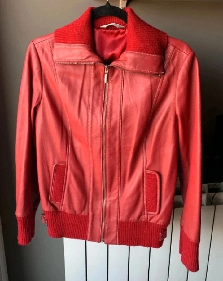 Chaqueta Piel Roja Blue & Blouze Red Leather Jacket 42 Vintage – BLUE & BLOUZE – taille XL / 42 / 14