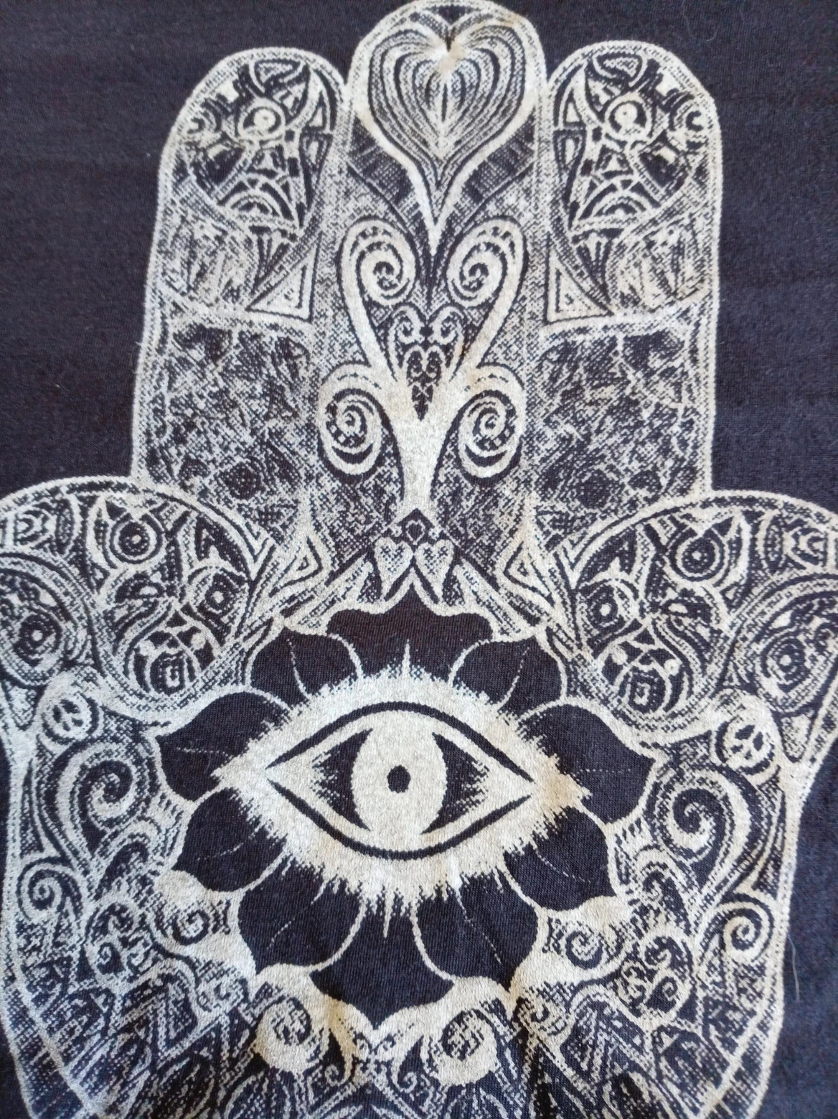 Top Flecos Mano de Fátima S Gris Oscuro / Dark Grey Fringe Tank Top Hamsa Hand – Bambule – taille S / 36 / 8 3