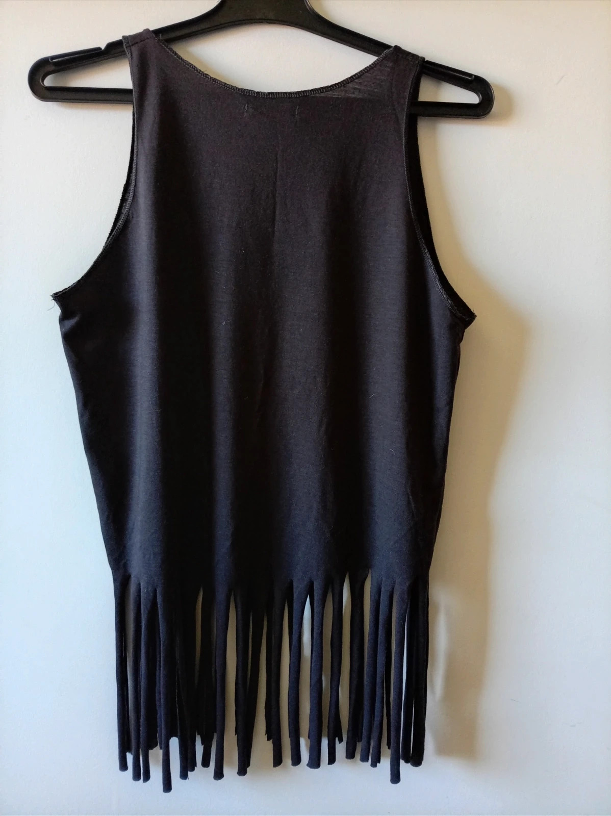 Top Flecos Mano de Fátima S Gris Oscuro / Dark Grey Fringe Tank Top Hamsa Hand – Bambule – taille S / 36 / 8 5