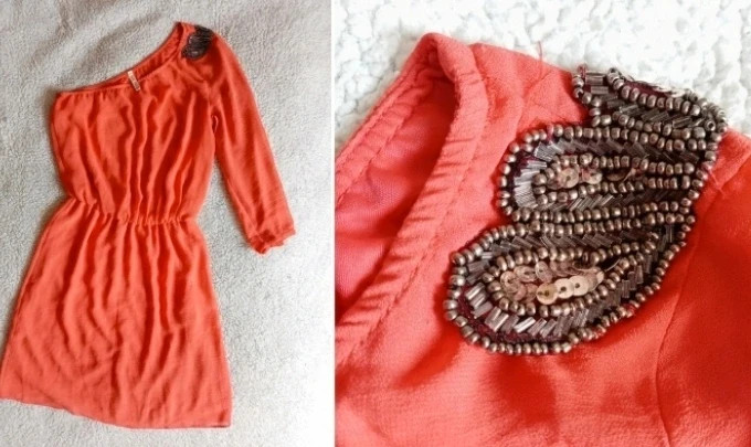 Vestido asimétrico coral Bershka talla M / Coral dress Elegant Event Look – Bershka – taille M / 38 / 10 3
