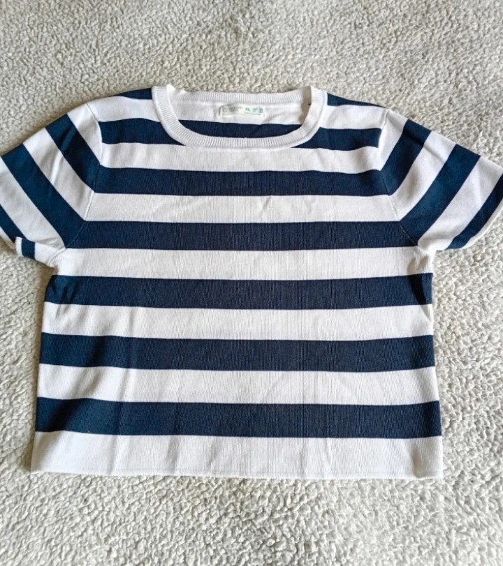 Top Punto Marinero Crop Top • Haut Rayé Marinière • Striped Tee L / XL – Primark – taille L / 40 / 12
