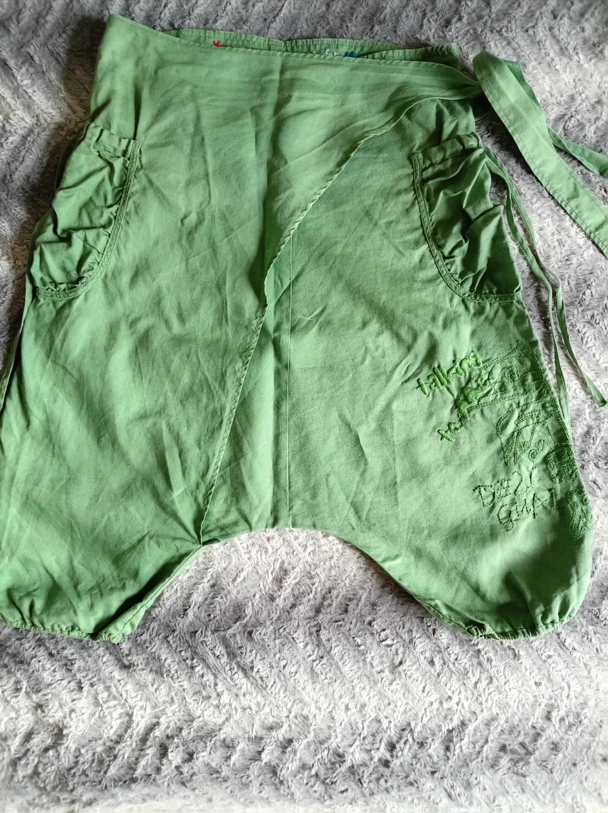 Pantalón bombacho Desigual verde lino sarouel pants Talla 36 (S) Vintage Style – Desigual – taille S / 36 / 8 2