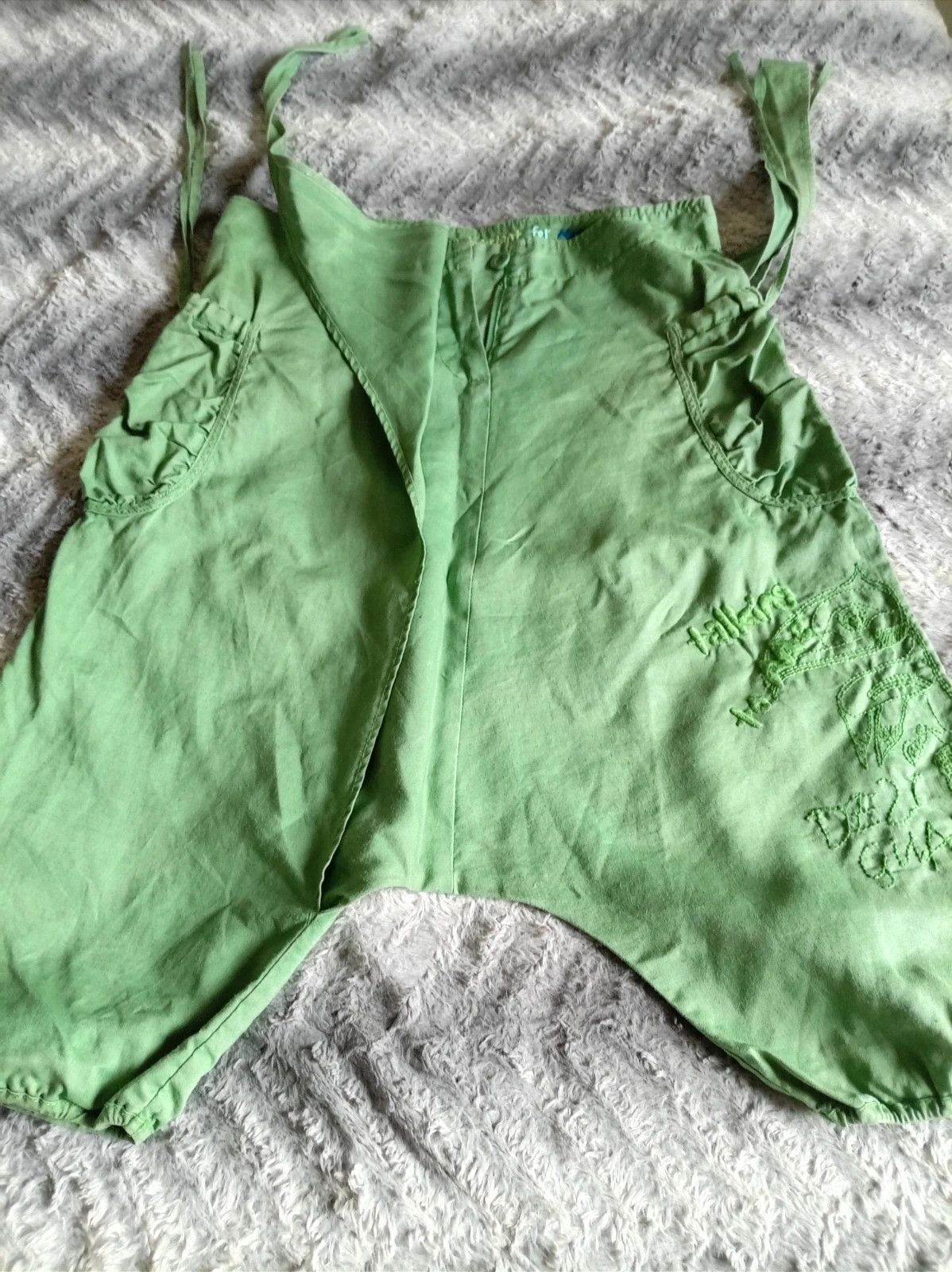 Pantalón bombacho Desigual verde lino sarouel pants Talla 36 (S) Vintage Style – Desigual – taille S / 36 / 8 3