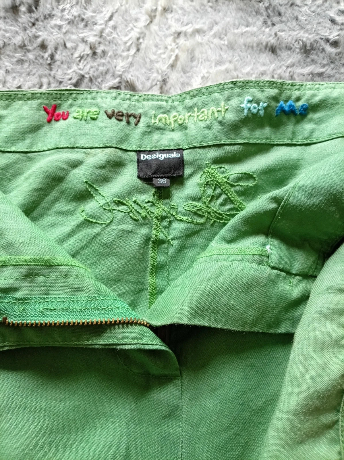 Pantalón bombacho Desigual verde lino sarouel pants Talla 36 (S) Vintage Style – Desigual – taille S / 36 / 8 4