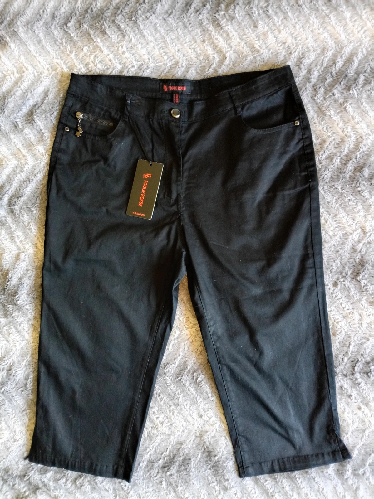 Pantalón pirata negro Foglié Rosse Corsaire noir Y2K cropped pants 48 L