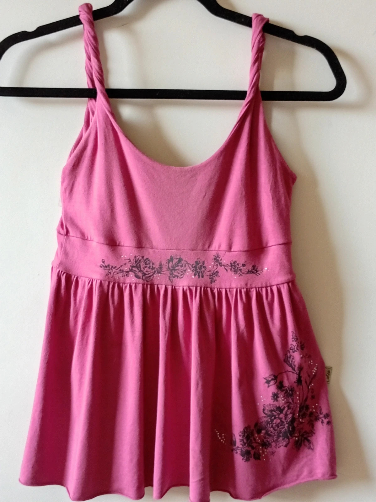 Top Vintage Colcci Rosa Floral Strass / Camiseta Y2K Estilo Coquette M – Colcci – taille M / 38 / 10