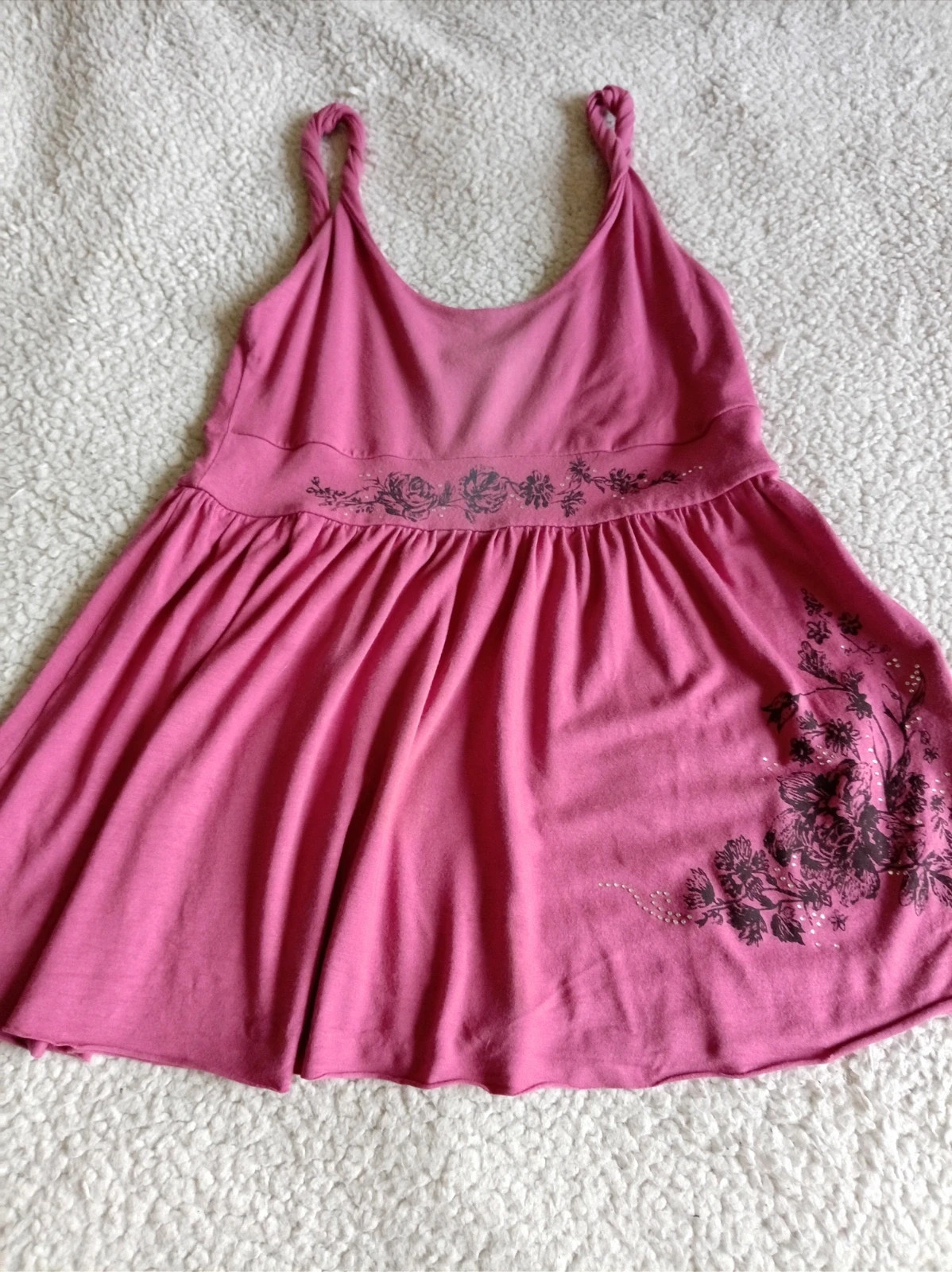 Top Vintage Colcci Rosa Floral Strass / Camiseta Y2K Estilo Coquette M – Colcci – taille M / 38 / 10 2