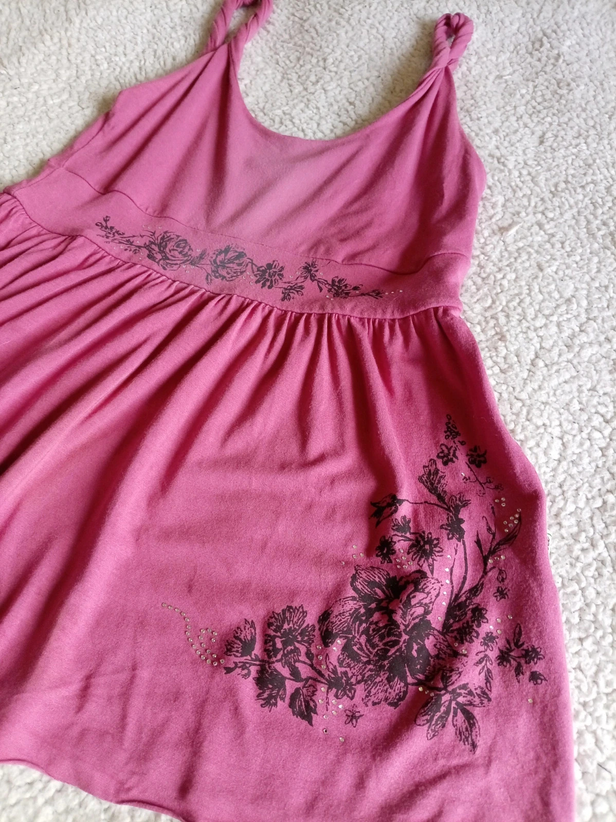 Top Vintage Colcci Rosa Floral Strass / Camiseta Y2K Estilo Coquette M – Colcci – taille M / 38 / 10 5